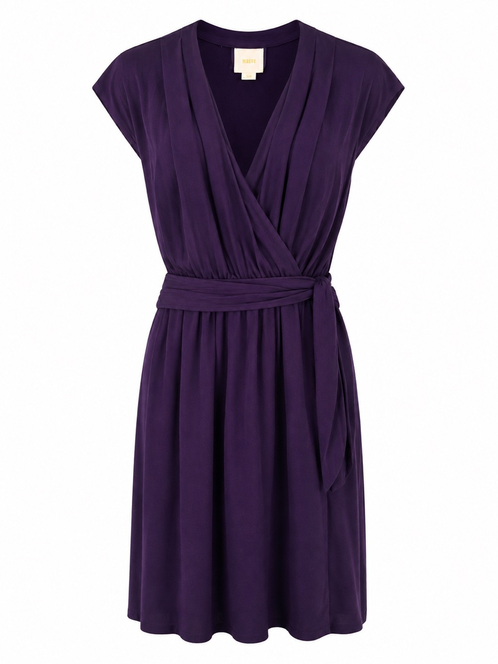 Maeve by Anthropologie Purple Faux Wrap Dress with Belt/Tie– Size L